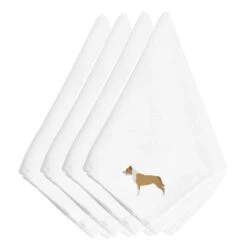 Staffordshire Bull Terrier Embroidered Napkins, Set Of 4