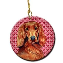 Carolines Treasures LH9164CO1 Irish Setter Valentines Love And Hearts Ceramic Ornament