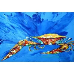 Big Spash Crab In Blue Fabric Placemat