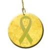Carolines Treasures AN1203CO1 Yellow Ribbon For Sarcoma; Bone Or Bladder Cancer Awareness Ceramic Ornament; 2.81 Dia