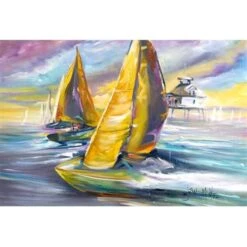 Carolines Treasures JMK1061PLMT Sailboat With Middle Bay Lighthouse Fabric Placemat