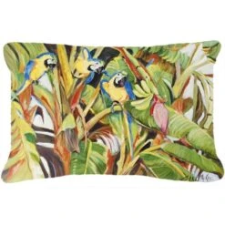 Three Blue Parrots Canvas Fabric Decorative Pillow