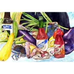 Crystal Hot Sauce With Seafood Fabric Placemat