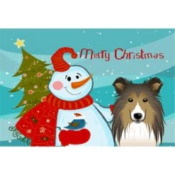Snowman With Sheltie Fabric Placemat