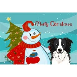 Snowman With Border Collie Fabric Placemat