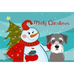 Snowman With Schnauzer Fabric Placemat