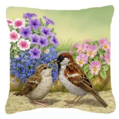 Carolines Treasures ASAD0700PW1818 House Sparrows Feeding Time Canvas Decorative Pillow