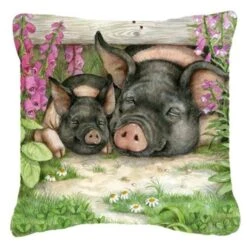 Carolines Treasures CDCO0355PW1414 Pigs Under The Fence By Debbie Cook Canvas Decorative Pillow