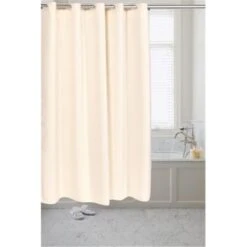 SCPRE-WAF-08 70 X 72 In. Pre Hooked Waffle Weave Fabric Shower Curtain, Ivory