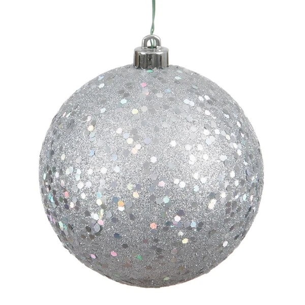 10 In. Silver Sequin Drilled Cap Christmas Ornament Ball 1 10 In. Silver Sequin Drilled Cap Christmas Ornament Ball