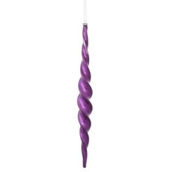 14.6 In. Plum Shiny Spiral Icicle Ornament, 2PK