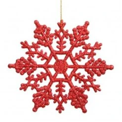 8 In. Red Glitter Snowflake 12-Pvc Box