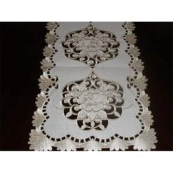 Tapestry Trading LY0045-1420-2PK 13 X 19 In. Embroidered Rose Cutwork Placemats; Ivory