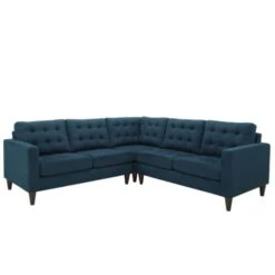 Empress 3 Piece Fabric Sectional Sofa Set- Azure, 3Pk