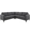 Empress 3 Piece Fabric Sectional Sofa Set- Gray, 3Pk
