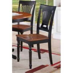 Plainville Dining Chair With Wood Seat In Black & Cherry Finish, 2PK