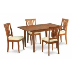 Milan 5PC Set With Rectangular Table With 12 In Butterfly Leaf And 4 Cushioned Seat Chairs