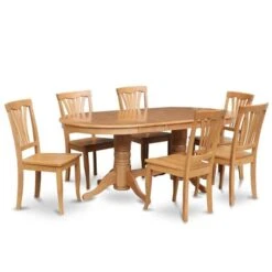 Vancouver 5PC Set With Double Pedestal Oval Featured 17 In. Butterfly Leaf And 4 Wood Seat Chairs