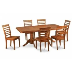 9PC Dining Set With Napoleon Table Featured 17 In. Butterfly Leaf And 8 Milan Wood Seat Chairs