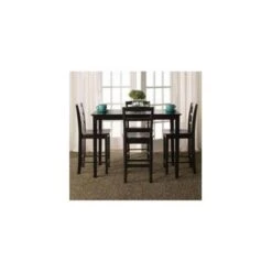 30 X 48 In. Gathering Height Table With 4 Madrid Stools - 5 Pieces, Black