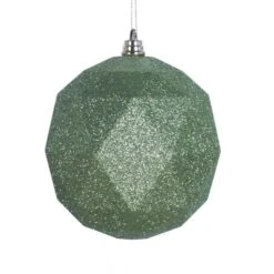 4.75 In. Lime Glitter Geometric Christmas Ornament Ball, 4PK