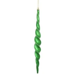 14.6 In. Emerald Shiny Spiral Icicle Ornament, 2PK