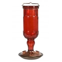 Perky Pet 24 Oz Red Antique Glass Hummingbird Feeder