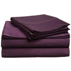 Superior 400 Thread Count Egyptian Cotton Twin XL Sheet Set Solid Plum