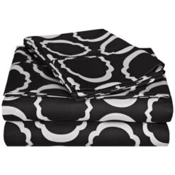 Superior Impressions By Luxor Treasures CR600XLSH SCBLK Cotton Rich 600 Thread Count Scroll Park Twin XL Sheet Set; Black