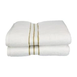 Superior 900GSM-H BTOWEL TO 900 Gsm Egyptian Cotton Bath Towel Set - White With Toast Border- 2 Pieces