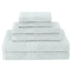 Superior Eco-Friendly 100 Percent Ringspun Cotton Towel Set - Aqua Marine, 6 Pieces