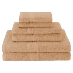 Superior EF-HAND CM Eco-Friendly 100 Percent Ringspun Cotton Hand Towel Set - Camel; 6 Pieces