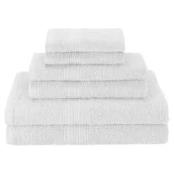 Superior Eco-Friendly 100 Percent Ringspun Cotton Hand Towel Set - White, 6 Pieces