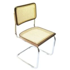 Breuer Chair Company 21 In. Cesca Cane Side Chair - Chrome & Walnut