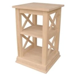 Hampton Accent Table With Shelves Unfiinished