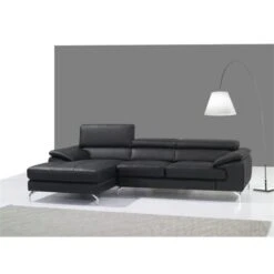 JandM Furniture 1790612-LHFC Italian Leather Mini Sectional Chaise - Left Facing - Black