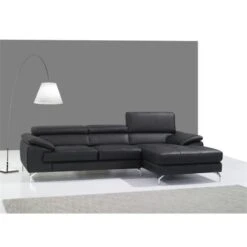 JandM Furniture Italian Leather Mini Sectional - Right Facing Chaise - Black