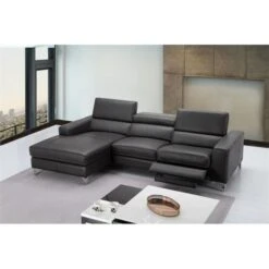 J&M Furniture 18208-LHFC Ariana Premium Leather Sectional In Left Hand Facing Chaise; Grey