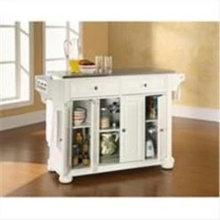 Crosley Furniture Alexandria Stainless Steel Top Kitchen Island In White Finish