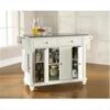 Crosley Furniture Cambridge Solid Granite Top Kitchen Island In White Finish