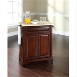 Crosley Furniture Lafayette Natural Wood Top Portable Kitchen Island In Vintage Mahogany Finish