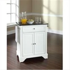 Crosley Furniture Lafayette Solid Black Granite Top Portable Kitchen Island In White Finish