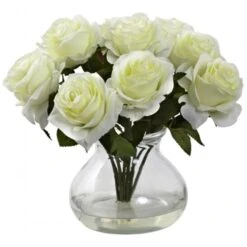 Rose Arrangement With Vase - White