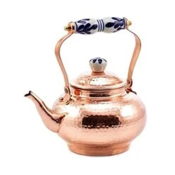 Old Dutch International 1868 2 Quart Solid Copper Hammered Tea Kettle With Ceramic Knob And Handle