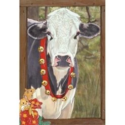 Pipsqueak Productions C606 Cow Black White Farm Christmas Boxed Cards - Pack Of 10