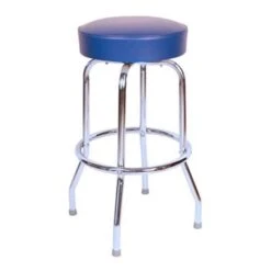 Richardson Seating Corp 1950BLU 1950- 30 In. Floridian Swivel Bar Stool; Blue - Chrome
