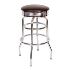 Richardson Seating Corp 1971BLK 1971- 30 In. Floridian Swivel Bar Stool; Black - Chrome