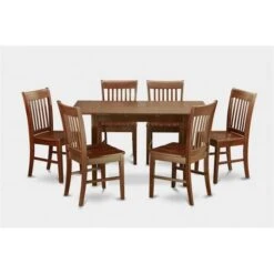 7 Piece Small Kitchen Table Set- Table With Leaf And 6 Dining Room Chairs