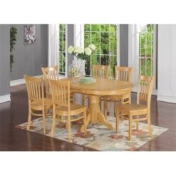 East West Furniture AVGR5-OAK-W 5 Piece Dining Table Set For 4-Table With Leaf And 4 Dining Chairs