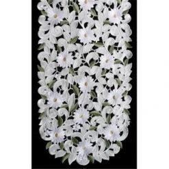 Sinobrite H7667-EG White Daisy Oval Placemat; 12 X 18 In.